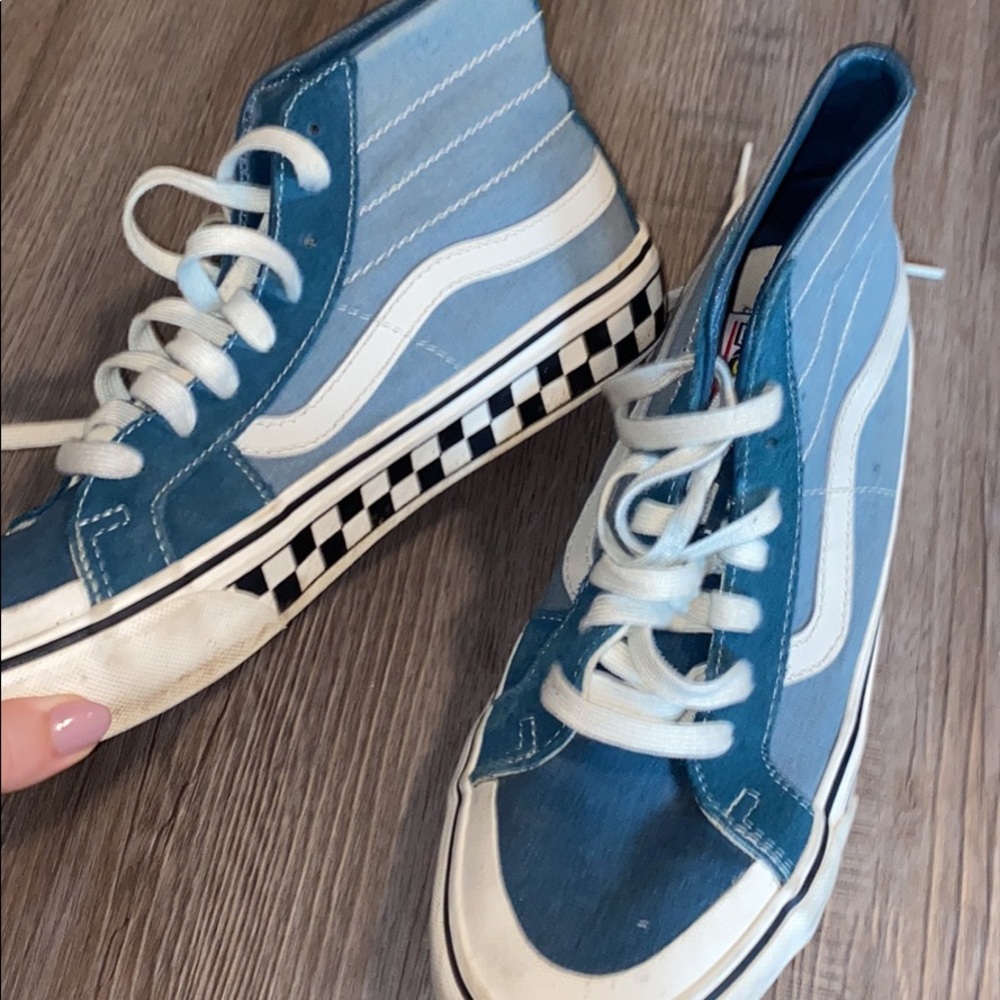 Blue/Checker High Top Vans